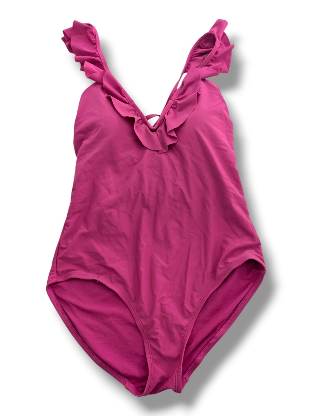 Time and Tru Fuchsia Ruffle One-Piece Swimsuit